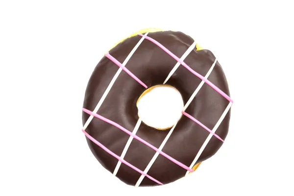 Chocolade Donut Heerlijk Geïsoleerd Witte Achtergrond — Stockfoto