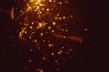 Soyut altın defocus bokeh simli vintage ışıklar siyah arkaplan