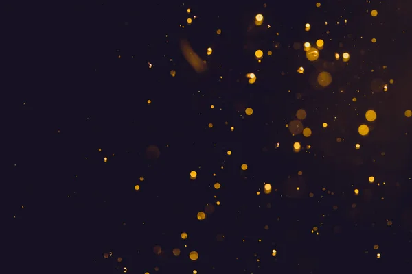 Brillo Bokeh Dark Abstract Gold Sobre Fondo Negro —  Fotos de Stock