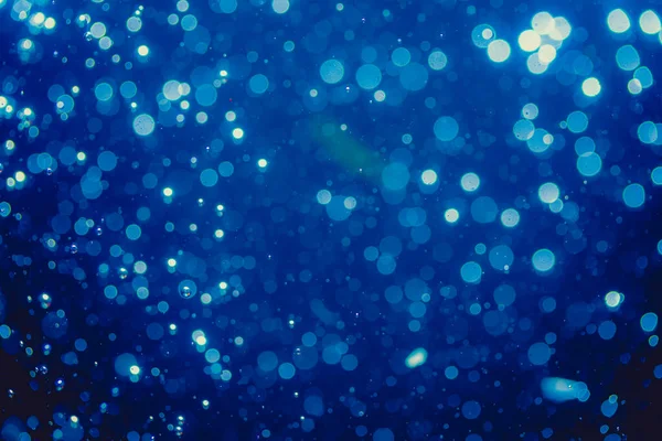 Abstract Blue Defocused Bokeh Lights Dark Background — Stock Photo, Image