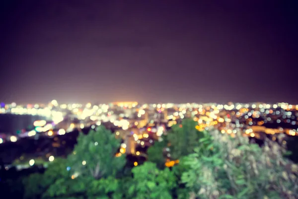 Blur Desfoque Bokeh Luz Cidade Com Fundo Escuro — Fotografia de Stock