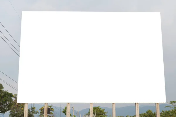 Blank Billboard Reklamy Zewnętrznej Pobliżu Drogi Tle Nieba — Zdjęcie stockowe