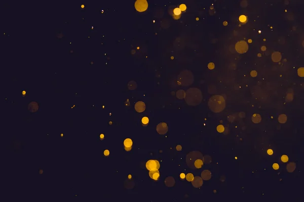 Dark Abstract Gold Bokeh Sparkle Black Background — Stock Photo, Image