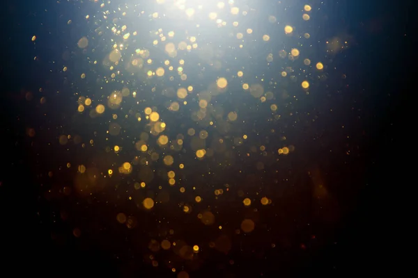 Dark Abstract Gold Bokeh Sparkle Black Background — Stock Photo, Image