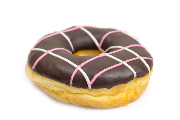 Chocolade Donut Heerlijk Geïsoleerd Witte Achtergrond — Stockfoto