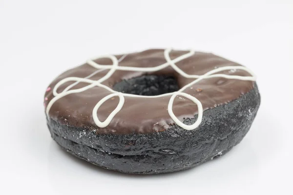 Donut Chocolate Delicioso Isolado Fundo Branco — Fotografia de Stock