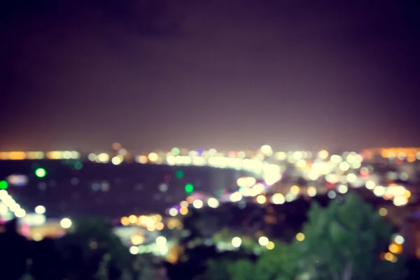 Blur Defocus Bokeh Του Φωτός Στην Πόλη Σκούρο Φόντο — Φωτογραφία Αρχείου