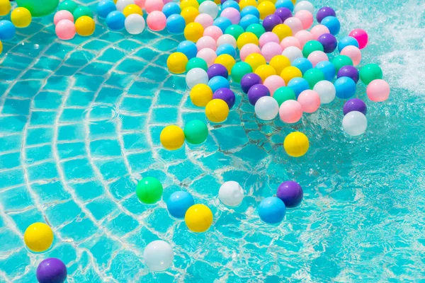 Colorful Balls Swimming Pool Reflecting Turquoise Light — Stock Photo, Image