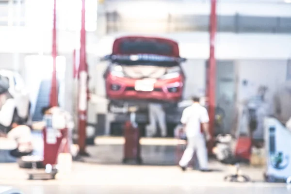 Blur Cars Para Reparar Verificar Distância Fundo Centro Serviços — Fotografia de Stock