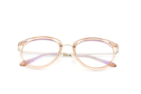 Moderne Klare Rosafarbene Brille Auf Weißem Hintergrund — Stockfoto