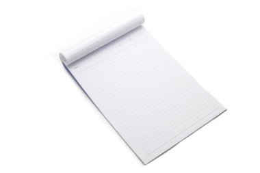 beyaz arkaplanda okul defterini aç