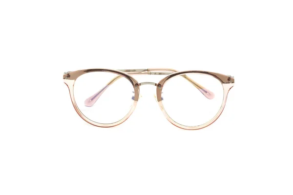 Modern Clear Pink Frame Glasses White Background — Stockfoto