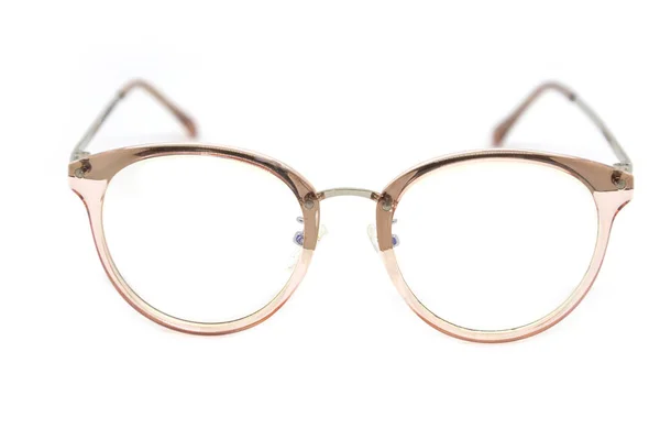Moderna Tydliga Rosa Ram Glasögon Vit Bakgrund — Stockfoto