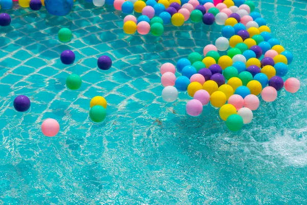 Colorful Balls Swimming Pool Reflecting Turquoise Light — Stock Photo, Image