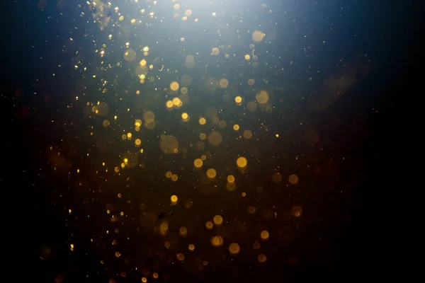 Dark Abstract Gold Bokeh Sparkle Black Background — Stock Photo, Image