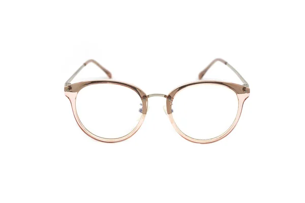 Modern Clear Pink Frame Glasses White Background — Fotografia de Stock