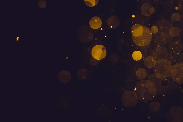 Scuro Astratto Oro Bokeh Scintilla Sfondo Nero — Foto Stock