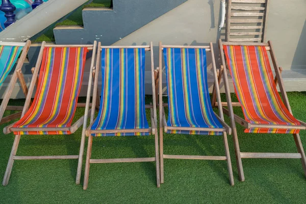 Colorful Deck Chairs Outdoor Seating — Photo