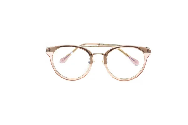 Modern Clear Pink Frame Glasses White Background — Stok Foto