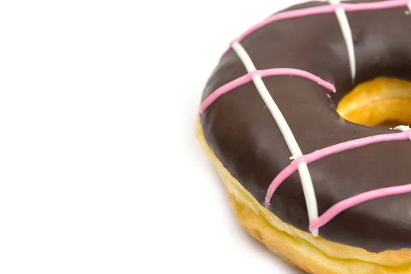 Donut Chocolate Delicioso Isolado Fundo Branco — Fotografia de Stock