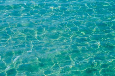 Güneşi yansıtan mavi havuz suyu