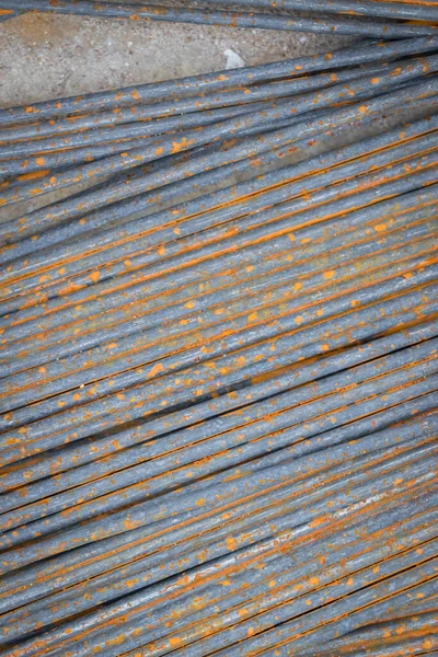 Barras Acero Oxidadas Viejas Colocadas Suelo Uso Para Fondo — Foto de Stock