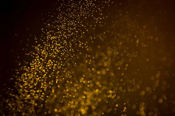 Scuro Astratto Oro Bokeh Scintilla Sfondo Nero — Foto Stock