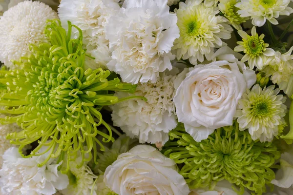 Τριαντάφυλλα Και Λευκό Χρυσάνθεμο Φρέσκο Φόντο Λουλουδιών — Φωτογραφία Αρχείου