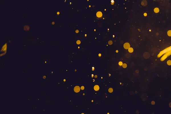 Dark Abstract Gold Bokeh Blask Czarnym Tle — Zdjęcie stockowe