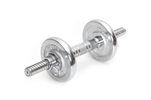 Silver Dumbbells White Background — Foto de Stock