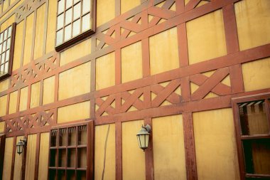 Vintage wooden house wall background