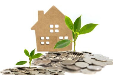Saving money for the purchase of accommodation Concept on a white background