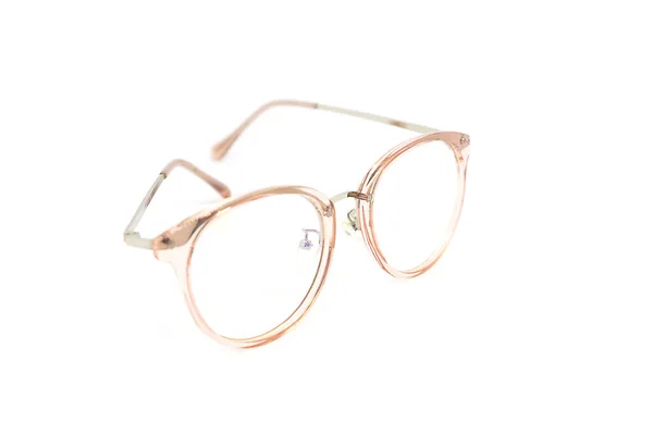 Modern Clear Pink Frame Glasses White Background — Foto Stock