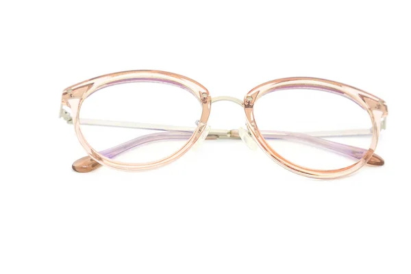 Modern Clear Pink Frame Glasses White Background — Stock fotografie