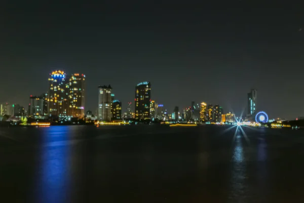 Blur City Night Light Bokeh Water Reflection Background — Stock Photo, Image