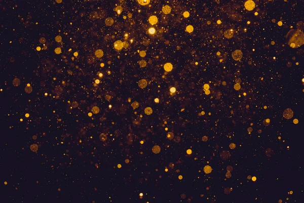 Gold Bokeh Lights Black Background — Zdjęcie stockowe