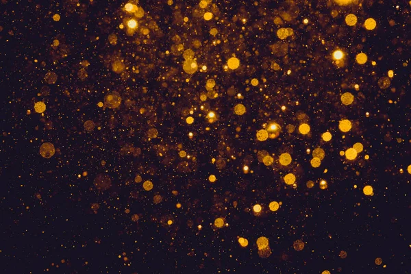 Gold Bokeh Lights Black Background — Foto Stock