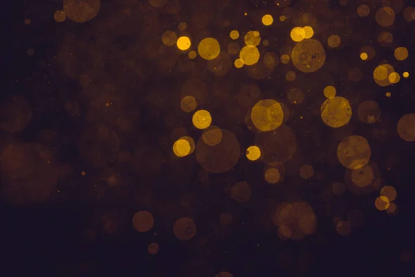 Fantasy Gold Bokeh Sparkle Light Black Background — Stockfoto