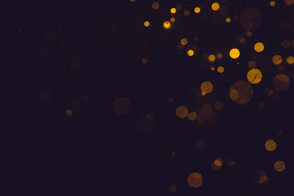 Fantasy Gold Bokeh Sparkle Light Black Background — Fotografia de Stock