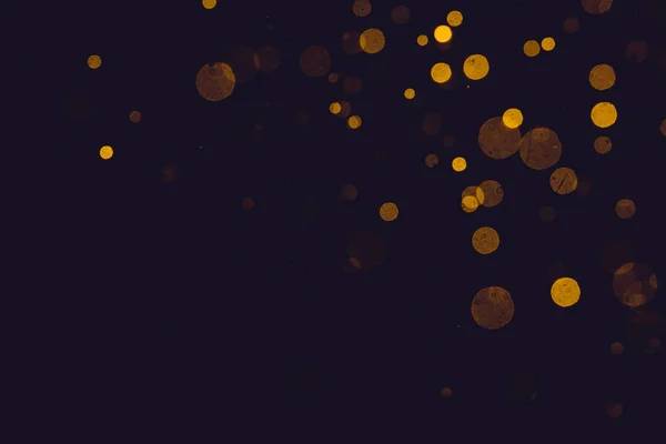 Fantasy Gold Bokeh Sparkle Light Black Background — Fotografia de Stock