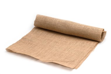 Beyaz zemin üzerinde klasik kenevir şeridi deseni ya da çuval bezi ya da kenevir çuvalı dokusu