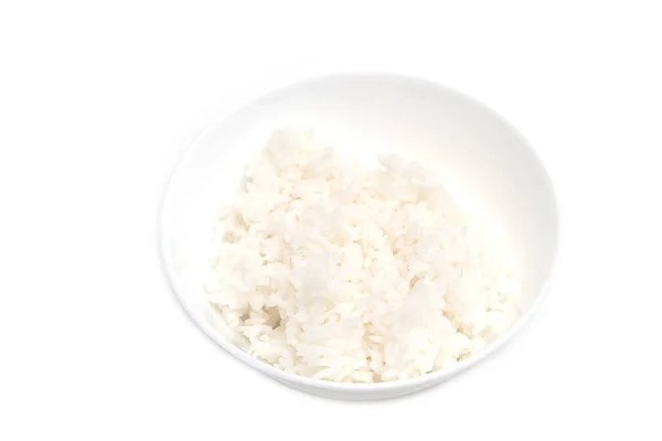 Steamed Rice Bowl White Background — Stockfoto