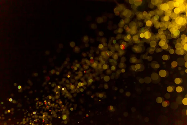 Gold Bokeh Lights Black Background — Φωτογραφία Αρχείου