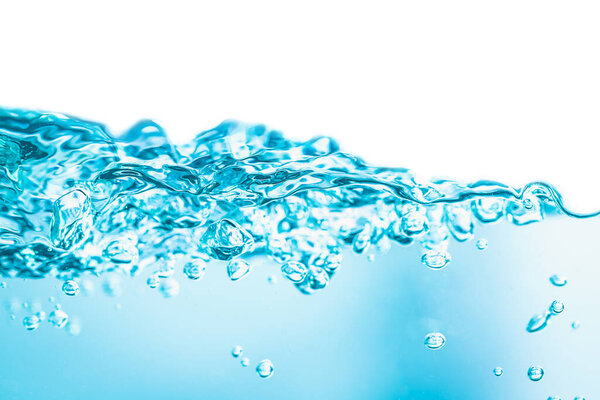 Bubbles in clean blue water natural background