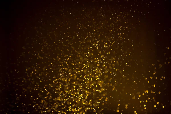 Dark Abstract Bokeh Ouro Brilho Sobre Fundo Preto — Fotografia de Stock