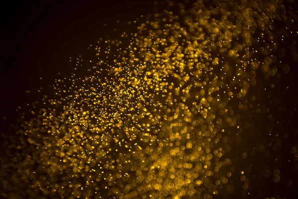 Dark Abstract Gold Bokeh Scintille Sur Fond Noir — Photo