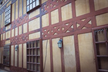 Vintage wooden house wall background