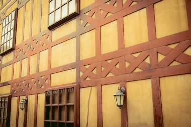 Vintage wooden house wall background