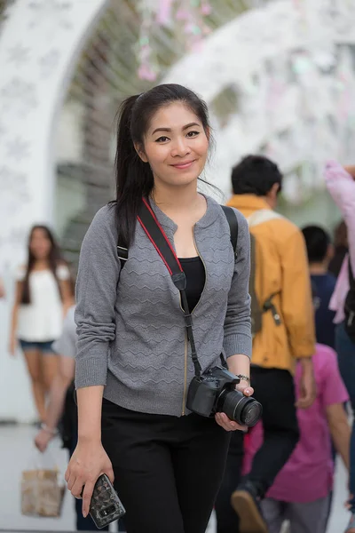 Asian Woman Cuteness According Lifestyle Camera — Foto de Stock