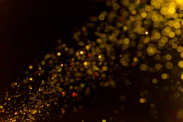 Gold Bokeh Lights Black Background — 스톡 사진
